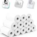 12 Rolls Mini Thermal Printer Sticker Paper Self-Adhesive, Notebuddy Mini Printer Sticker Maker Paper for Kids Instant Camera Refill and Study Notes, Photo, DIY, Scrapbooking, 57x25mm, White
