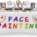 Oudain 6 ft Face Painting Station Tablecloth Stretch Spandex Table Cloth Cover Face Painting Rectangle Table Decor for Party Carnivals Sports Events Outdoor Makeup Business Advertising Supplies