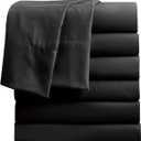 FreshCulture Queen Flat Sheets Only, Pack of 6, Soft Microfiber Bedding Sheets for Home, Salons, Hotels, Bulk Flat Sheets Only Queen Size (Black)