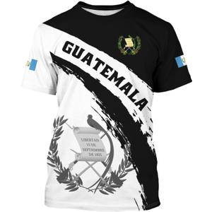 BJU Guatemala Flag T-Shirt Flag Badge Novelty Tee Printed Crewneck Short Sleeve Casual Top Unisex (XL)