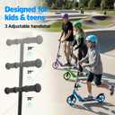 Scooter for Kids Ages 6+, Teens & Adults, Max Load 240 LBS, Foldable Kick Scooter with 8-inch Big Wheels, Kickstand, 3 Adjustable Levels, Rear Brake,