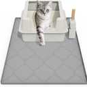 Cat Mat for Litter Box, 34" X 22" Large Silicone Cat Litter Trapping Mat, Easy Clean for Scatter Control, Soft on Kitty Paws, Waterproof, Urine-Proof, Non-Slip Kitty Litter Mat for Floor, Gray