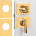 LEIFIDE 2 Pcs Door Knob Reinforcement Plate Stainless Steel Door Lock Repair Plate Bracket with 4 Pcs Adhesive Tapes Prevent Lock Loose or Wobbly(Gold)