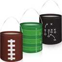 Huhumy 3 Pack Sports Easter Basket Football Buckets with Handle Canvas Easter Egg Baskets Portable Hunt Party Gifts Bag for Candy (Football)