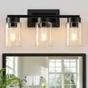 EJIAXIN Bathroom Lights Over Mirror, 3 Light Bathroom Light Fixtures with Clear Glass Shade Modern Matte Black Vanity Lights Lighting for Bathroom, Mirror, Living Room, Bedroom, Hallway
