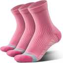 BRISIRA Coolmax Bamboo Viscose Running Compression Quarter Socks Women Moisture Wicking Anti Blister Athletic Ankle Cushion (Pink, L)