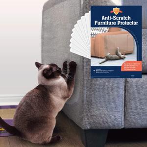 Stelucca Amazing Shields Anti Cat Scratch Furniture Protector - Pack of 10 - Adhesive Clear 17x12 in. Couch Protector - Plastic, Sticky Tape Cat Scratching Post (10 Shields + Twist Pins)