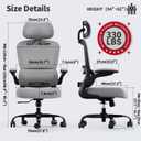 TRALT Office Chair Ergonomic Desk Chair with Lumbar Support Black Grey, 1, Pack of 1