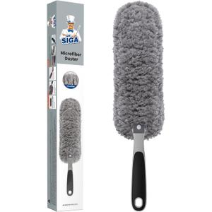 MR.SIGA Lint Free Microfiber Duster, Washable Duster for Household Cleaning Gray (4.3*2.3*17.9 in)
