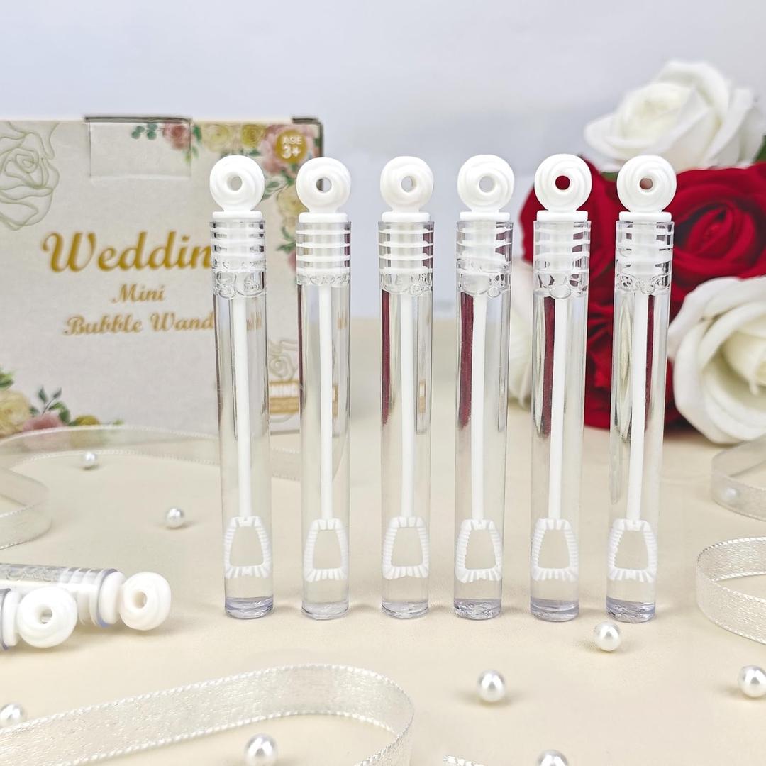Bulk Mini Bubble Wands for Wedding 100 Count, Party Favors Supplies for Guest, Wedding Reception Send Off Activities Games for Kids & Adults, Non Candy Gift Bag Ideas Stuff for Engagement Anniversary