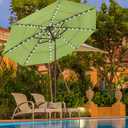 EliteShade USA 10-Year-Non-Fading 9ft 3-Tier Market Patio Umbrella, Commercial Table Umbrella with 80 Solar LED Lights, Crank Open, Windproof & UPF 50+ UV Protection for Garden, Deck, Pool, Backyard, Macaw Green