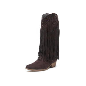 Amoji Women Western Cowboy Boots Pointed Toe Cowgirl Knee High Boots Pull On With Zipper 307
Size 9