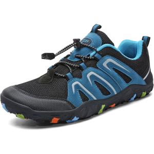ASHION Boys Running Shoes | Barefoot Shoes | Wide Toe Box | Lightweight Athletic Walking Hiking Sneakers (1.5 Little Kid, Rs-blue/Grey)