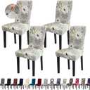Dining Chair Covers, 4pcs Stretch Kitchen Chair Covers, Removable Washable Chair Slipcovers for Home, Hotel, Banquet (Grey Flower)
