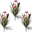 Homight Metal Agave Plant Outdoor Decoration Lily Mexican Yard Art Garden Gift Home Decor Hand Painted Metal Agave Garden Yard Statue, Outdoor Lawn Ornaments(3 Big Red Lilies)
