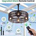 20" Matte Black Outdoor Ceiling Fan with Lights, Plug-in Enclosed Gazebo Fan, Remote Control, Reversible DC Motor for Porch, Deck & Balcony