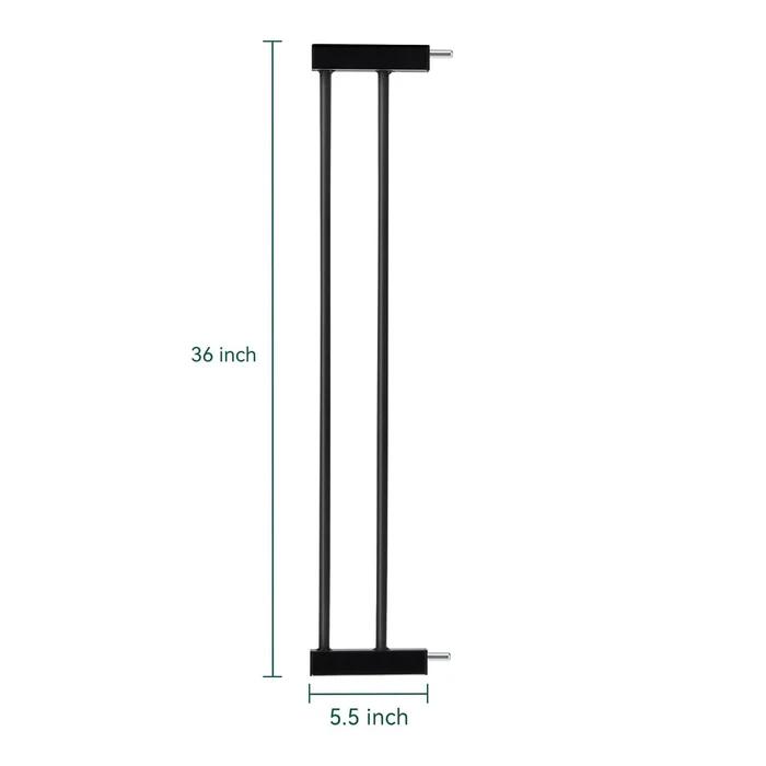 BABELIO Metal Baby/Dog Gate Extender, 5.5inch (14cm) Black Pet Gate Extension, Extra Wide Pet Gate Accessories for Stairs & Doorways, NO Need Tools NO Drilling, 36" Tall