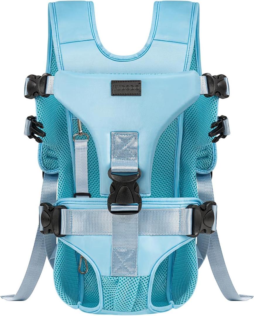 Pet Dog Front Carrier Backpacks, Legs Out Secure-Fit Dog Front Carrier for Small Dogs Up to 17 lbs, Adjustable Hands Free Pet Chest Carrier for Hiking Cycling (M, Blue)