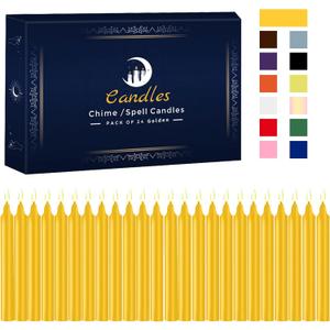 24 Pack Golden Spell Chime Candles  Premium Mini Unscented Taper Candles for Rituals, Prayer, Birthdays, Meditation, Altar, Spells, Chime Candles - 4 Inch Tall - Ideal for Witches