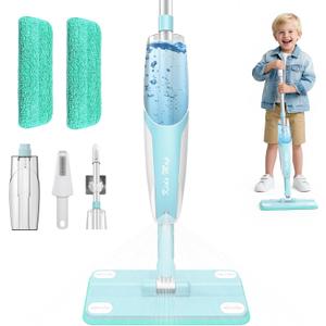 Kids Spray Mop - 30 Inch, 420ml Large Water Tank, Effective Cleaning Tool & Fun Montessori Toy, Pretend Play Housekeeping Set Toddlers Love (Blue)