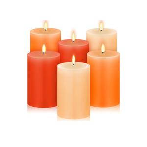 Set of 6 Gradient Orange Small Pillar Candles 2 x 3 Inch Unscented Colored Votive Candles for Wedding Holiday Church Dinner Table Home Decor