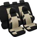 Pariitadin Car Seat Covers Full Set, Washable and Breathable Premium Cloth Automotive Vehicle Seat Cover for Car Interior, Universal Fit for Most Cars, Sedan, Truck, SUV(Black/Beige)
