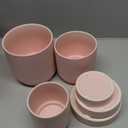 LaDoVita 3 Pack Ceramic Plant Pots 6/5/4 inch, Flowerpot for Indoor Plants with Drainage Holes and Tray, Outdoor Garden Planters, Modern Decorative for Home, Pink Vertical Stripes
