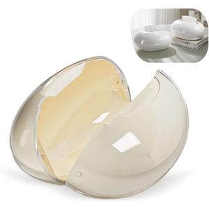 Modern Tissue Box Cover for Home and Office  Magnetic Lid Oval Tissue Holder, Inside Dimensions 8.07"  5.91"  3.44", Decorative Clear Double-Layer Plastic, Luxe Home Decor (Cream)