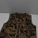 Verdusa Women's Western Boho Open Front V Neck Sleeveless Jacquard Tops Cow Girl Boho Vest Jacket (Medium, Black)