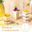 Mwellewm 240 Pcs Dessert Cups with Spoons 120 Pcs 3 OZ Mini Clear Plastic Desert Parfait Cup 120 Pc Spoons for Party Small Square Serving Wine Shot Disposable Fruit Ice Cream Mousse Appetizer Bowl