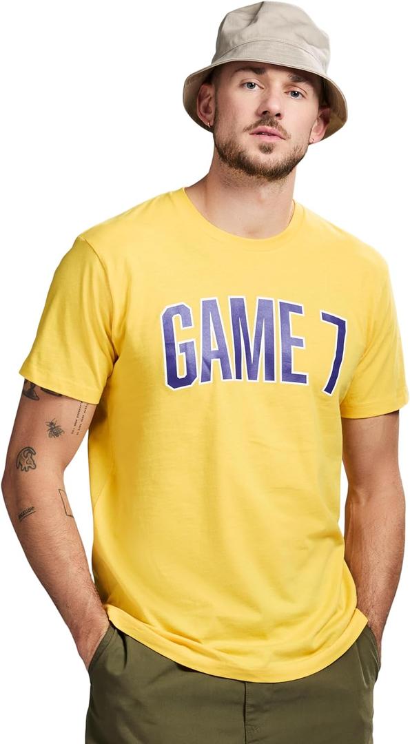 GAME 7 Men's Short Sleeve Lightweight Graphic Logo Crew Neck Cotton T-Shirt (S)