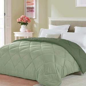 Seward Park Full Queen Size Forest Sage Green Comforter Reversible Lightweight Boys Bedding Cooling Bedspread All Season Fall Blanket