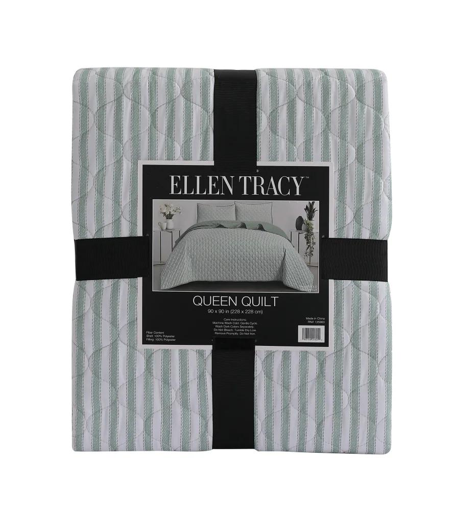 Ellen Tracy Quilt - Green/White, Queen
