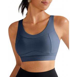 RUNNING GIRL High Impact Sports Bras for Women,Racerback Running Bra Workout Crop Tank Tops Longline Sports Bra Push up, L