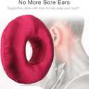 Silky Satin Piercing Pillow Ear Pillows Donut with Hole for Ear Pain CNH Piercing Pain Relief Sleeping Pressure Sore Side Sleepers Smooth Cooling Ear Guard Protector, Burgundy