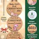 Heart's Sign Babys First Christmas Ornament 2025 Girl | Baby Girl 1st Christmas 2025 | Our First Xmas as Family of Three Ornament