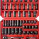 AMM 1/2-inch 66 Pieces Impact Socket Master Set, SAE & Metric from 5/16"-1-1/4",8-24mm, Shallow/Deep Socket Set with Ratched Hand, Extension Bar and AdaptersCr-V steel