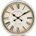 Bernhard Products Large Decorative Wall Clock 20 Inch Silent Non Ticking Battery Operated Quartz Vintage Stylish with Rustic White Rim for Home Living/Dining Room Kitchen & Over Fireplace