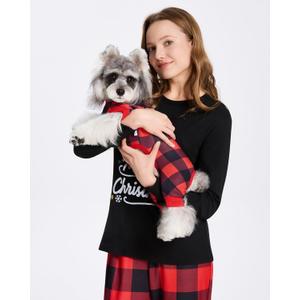 XPUDAC Christmas Matching Dog and Owner Pajamas Set Christmas Dog Pajamas Plaid Doggy Clothes for Small Medium Dogs Girl Boy Holiday Pet Outfit Puppy Onesie Pjs, L