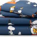 Berkshire Blanket Peanuts Kids Sheet Set Full Size - 4 Pieces,Cute Character Snoopy Printed Soft Microfiber Bed Sheets,Halloween Magic Potions Sheet Navy