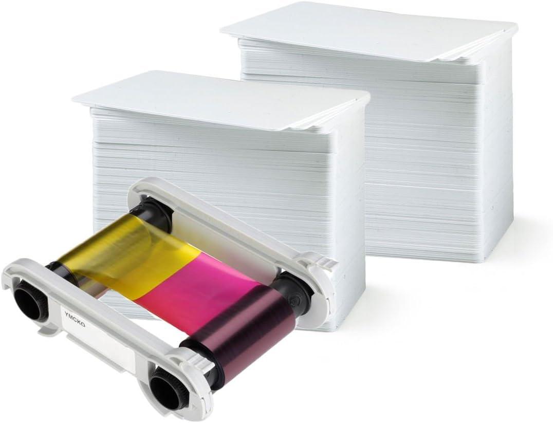 Evolis R6F003AAA Color Ribbon - YMCKOK - 200 Prints with Bodno Premium CR80 30 Mil Graphic Quality PVC Cards - Qty 200