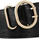 Wide Belts for Women Leather Wide Belts Fashion Thick Black Belt With Gold Buckle Belt for Dresses (S: Fit Waist Size 26"-32")