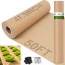 50 x 4 Ft Biodegradable Paper Weed Barrier Garden Paper Weed Barrier with U-Shaped Ground Nails Biodegradable Landscape Fabric Garden Mulch Rolls for Weeds Outdoor Lawn