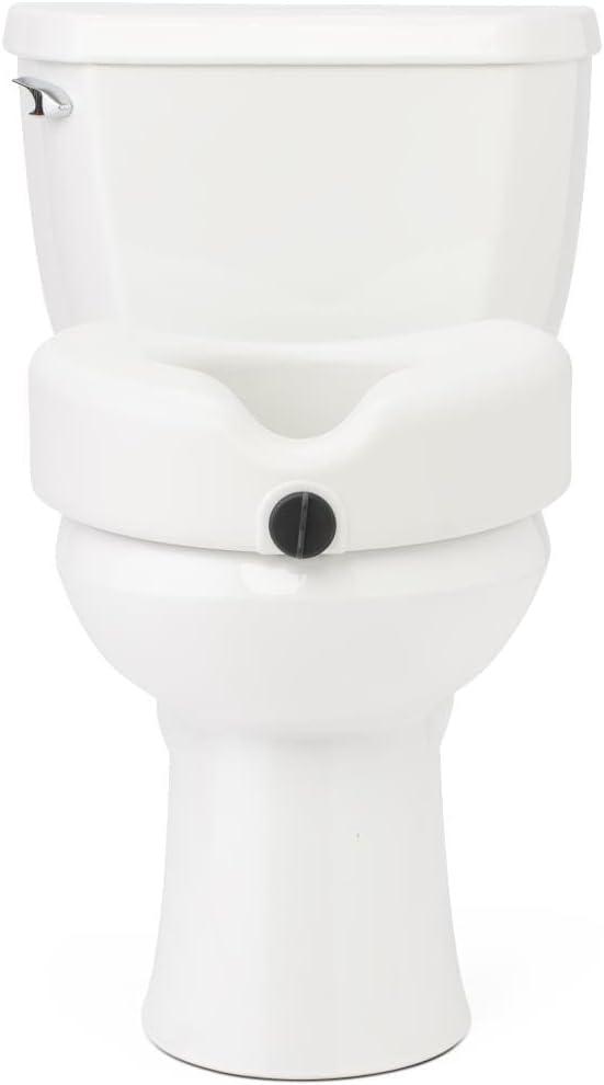 Medline Elevated Toilet Seat Riser W/Microban Antimicrobial Protection for Seniors, Adults & Handicapped  350 Lbs. Capacity, White