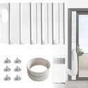 JEACENT Portable Air Conditioner Sliding Door AC Vent Kit, Universal Adjustable PVC Balcony Seal Kit Plates Up to 90 Inches, for 5.1" and 5.9" Diameter Portable AC Exhaust Hose