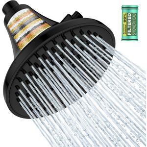 Homlord High Pressure Filtered Shower Head, One-Button Filter Replacement, Removes Chlorine & Impurities, Say Goodbye to Dry Skin & Frizzy Hair, 1-Minute Installation, Matte Black
