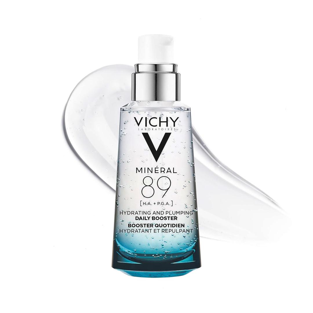 Vichy Mineral 89 Booster, Pure Hyaluronic Acid Serum for Face with Polyglutamic Acid for Skin Barrier Repair, Plumps & Hydrates, Lightweight Hydrating Serum, OilFree, NonSticky, 1.01 Fl Oz