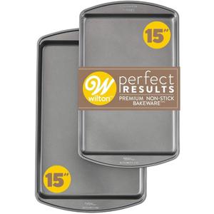 Wilton Perfect Results Nonstick Cookie Baking Sheets Set - Steel Bakeware that's Scratch-Resistant & Dishwasher Safe - Medium - 15 x 10 Inches (2-Piece Set), 15.25 x 10.25 in EACH