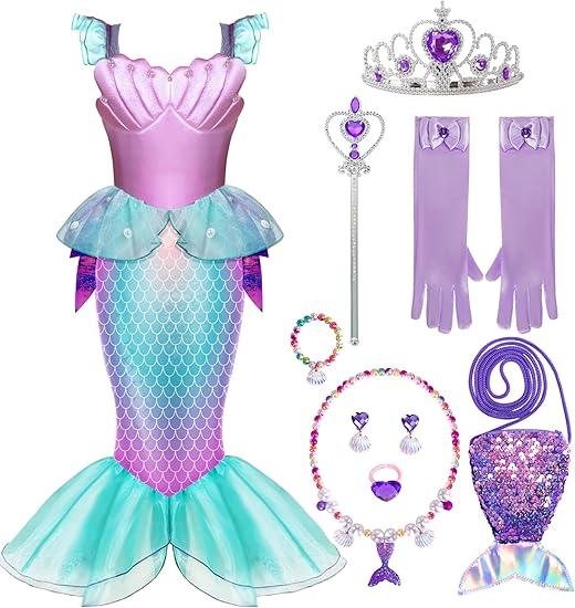 Spooktacular Creations Halloween Mermaid Costume for Girls, Little Mermaid Dress, Princess Dress Up for Girls 4-6 for DressUp, Size M