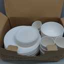 Homienly 40- Pieces Wheat Straw Dinnerware Set, Service for 8, Lightweight Roud Plates and Bowls Set, Unbreakable Dishes Set- Dinner Plates, Bowls, Cups,Microwave and Dishwasher Safe(White)